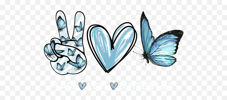 Peace Love Butterflies Hippie Gift Womenu0027s T - Shirt For Sale Emoji,Butterfly Emoji Png