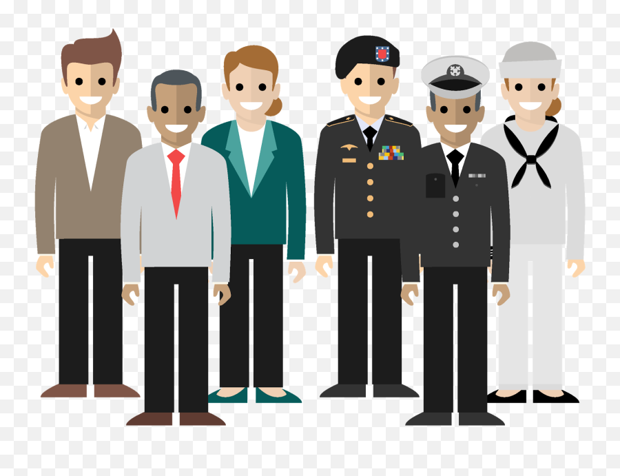 Military Veteran Recruitment Strategy - Military And Civilian Cartoon Emoji,Working Together Clipart