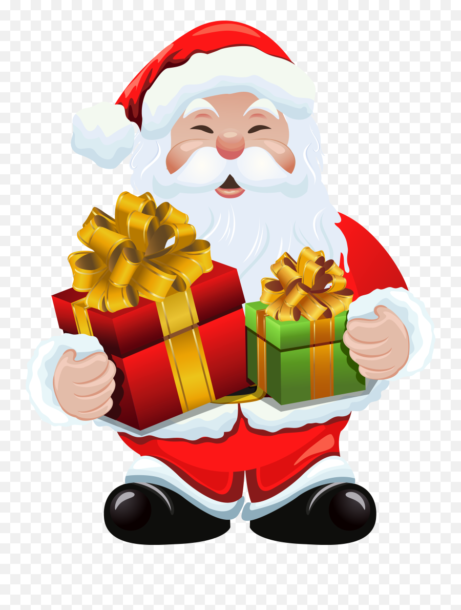 Snata Claus With Gift Clipart - Clipart Santa Christmas Tree Emoji,Christmas Clipart