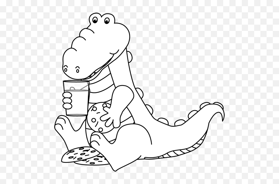 Black And White Alligator Eating Cookies Clip Art Black And Emoji,Cookie Clipart Black And White