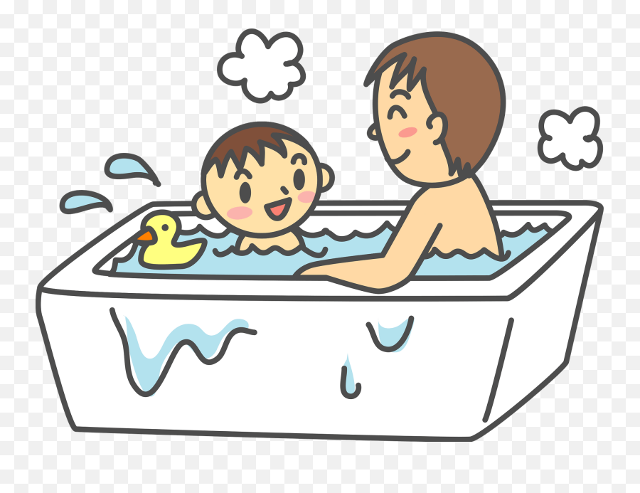 Son Are Taking A Bath Clipart - Taking A Bath Clipart Png Emoji,Bath Clipart