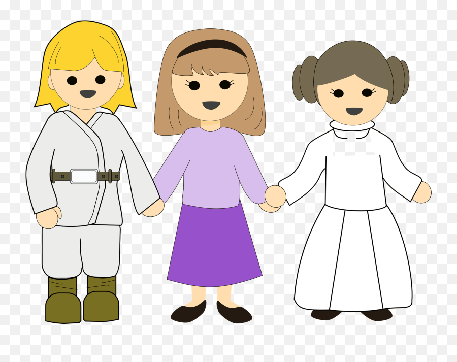 Girls In Costumes Holding Hands Clipart Free Download - Clip Art Emoji,Holding Hands Clipart