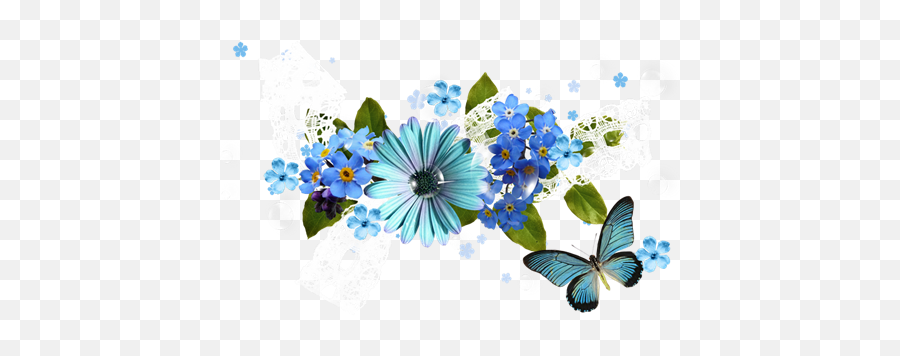 Blue Flower Clip Art Transparent Png - Transparent Blue Flowers Clipart Emoji,Flower Clipart