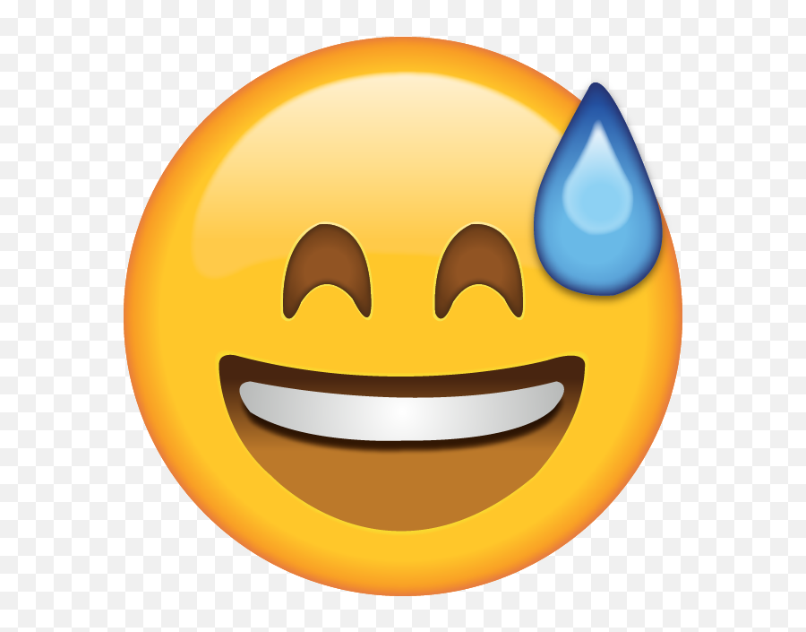 Smiling With Sweat Emoji - Sweat Smile Emoji,Laughing Emoji Png