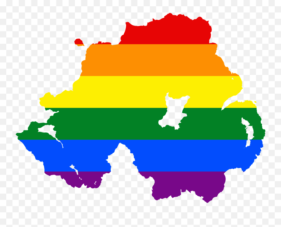 Lgbt Flag Map Of Northern Ireland - Northern Ireland Outline Emoji,Ireland Png