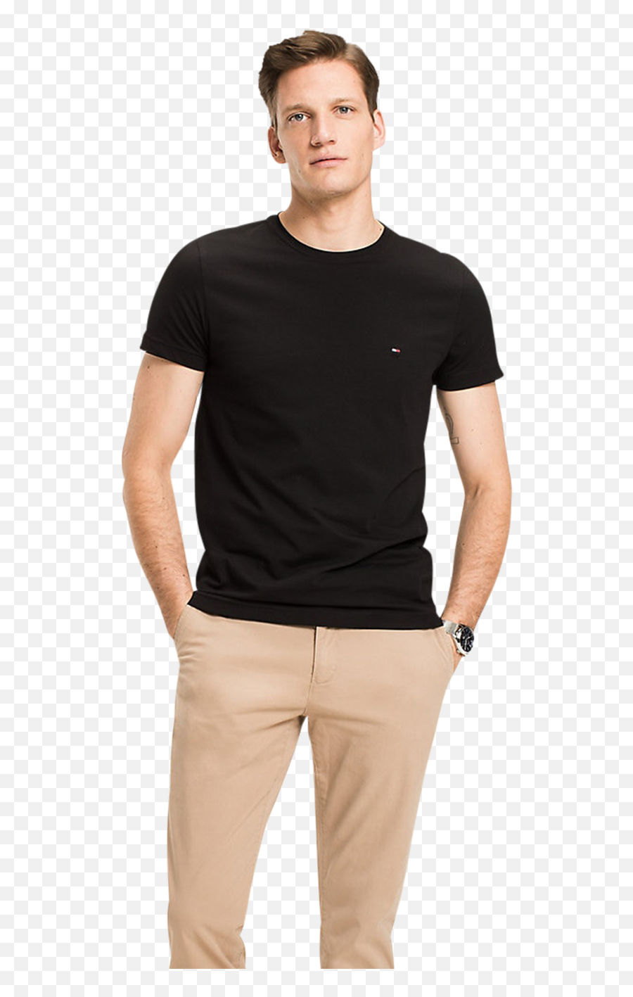 Tommy Hilfiger Core Stretch Slim C - Neck Tshirt For Men Tommy Hilfiger T Shirt Black Emoji,Tommy Hilfiger Logo Shirts