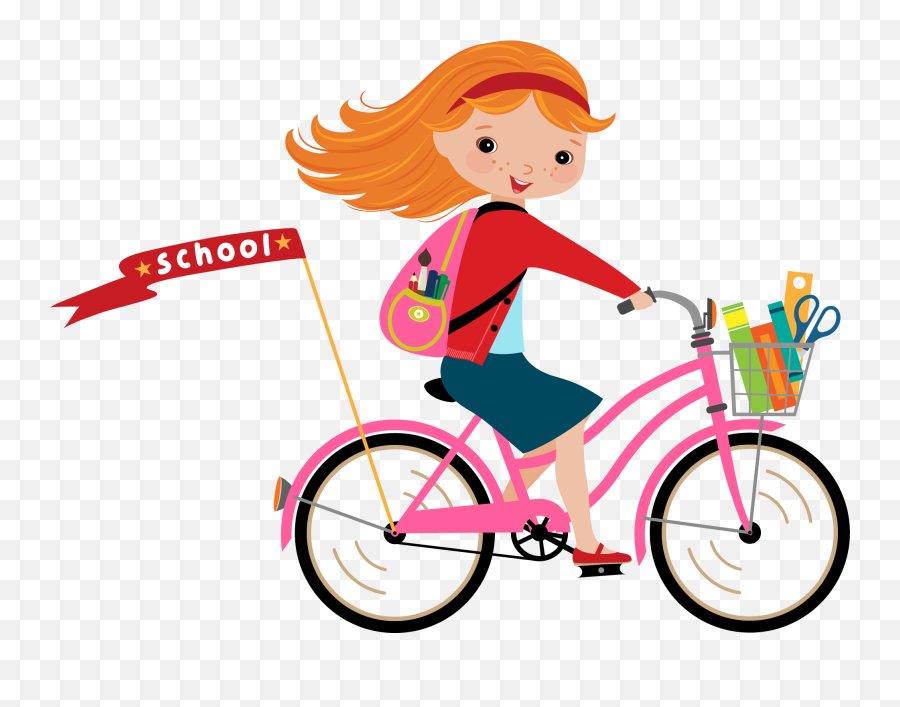 Girl Riding Bicycle Clipart - Girl Riding Bike Clipart Emoji,Bicycle Clipart