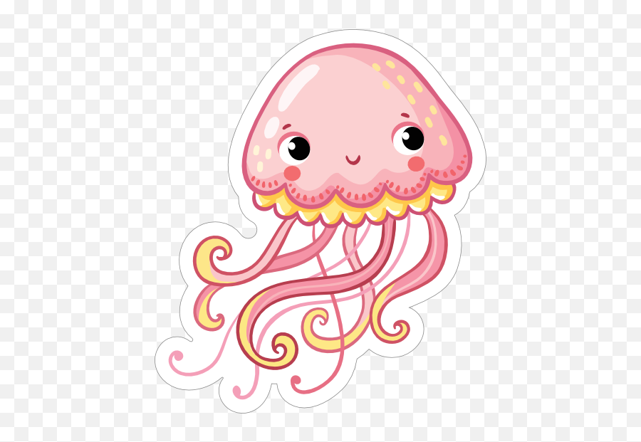 Adorable Pink Jellyfish Sticker - Kawaii Cute Jellyfish Clipart Emoji,Jellyfish Logo