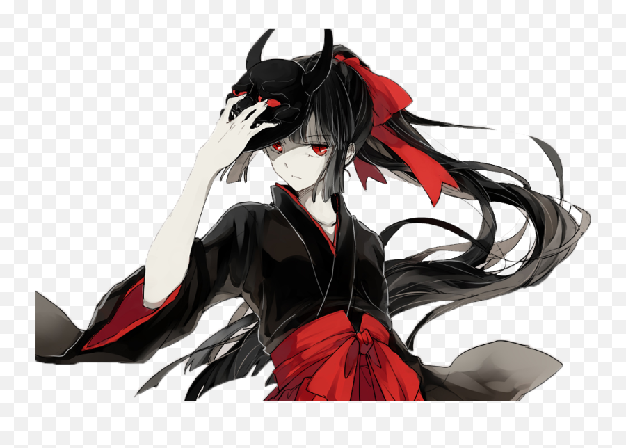 Black And White Anime Girl With Red Eyes - Anime Girl With Anime Demon Png Emoji,Eye Clipart Black And White