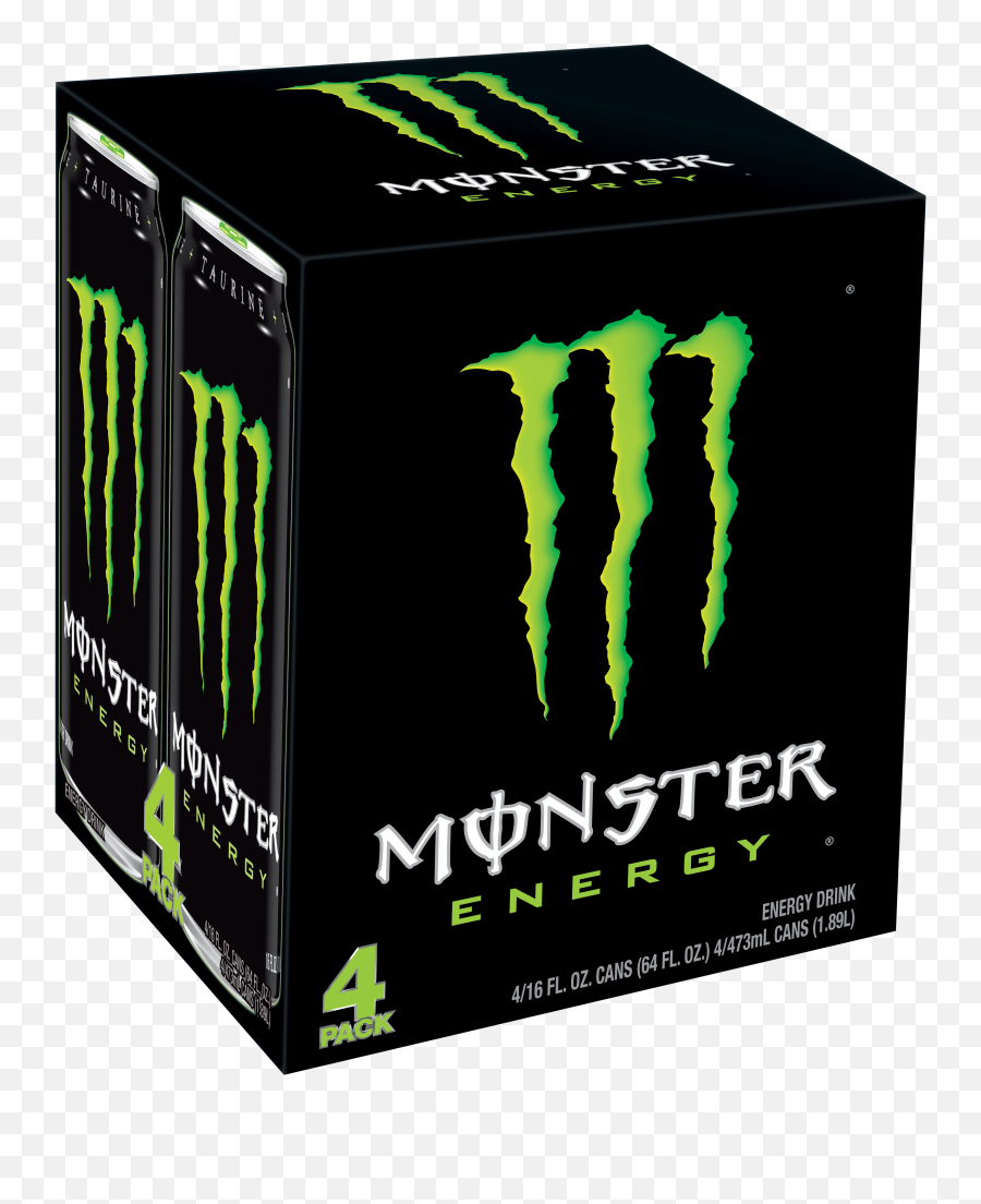 Download Monster Original Energy Drink 16 Fl Oz 4 Ct - Monster Energy Pack Png Emoji,Energy Drinks Logo