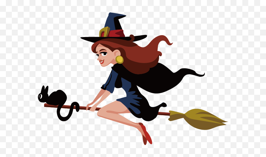 Witchcraft Download - Witch Riding A Broom Png Download Emoji,Witch Broom Clipart