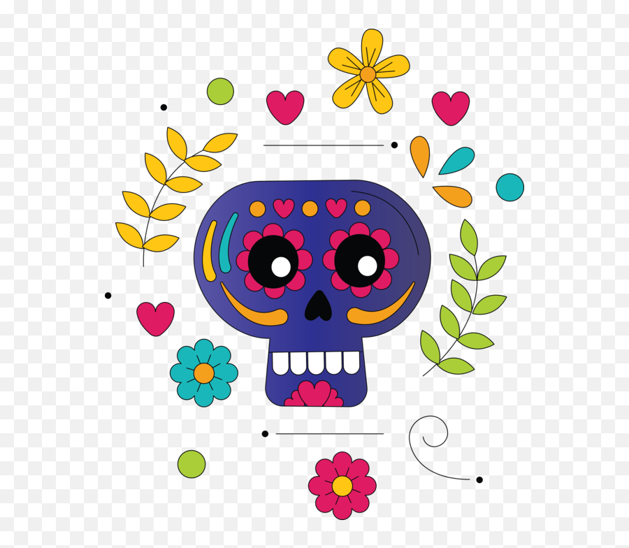 Day Of The Dead Logo Design Floral Design For Calavera For Emoji,Skull Logo Design