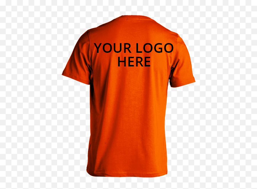 Safety Orange Short Sleeve T - Shirt Printed With Your Company Logo Short Sleeve Emoji,Your Logo Here