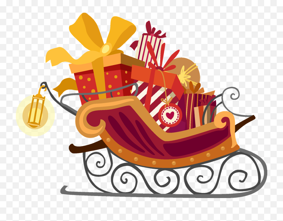 Christmas Sleigh With Gifts Clipart Free Download - Sleigh With Presents Png Emoji,Presents Clipart