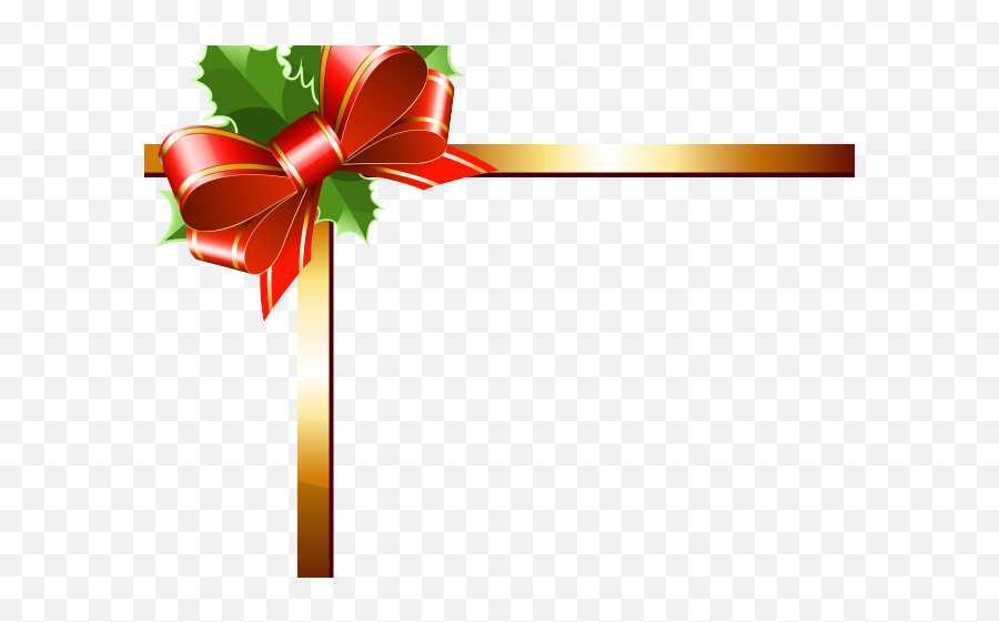 Download Curl Clipart Ribbon - Gold Christmas Corner Border Christmas Ribbon Decorations Png Emoji,Christmas Lights Border Png