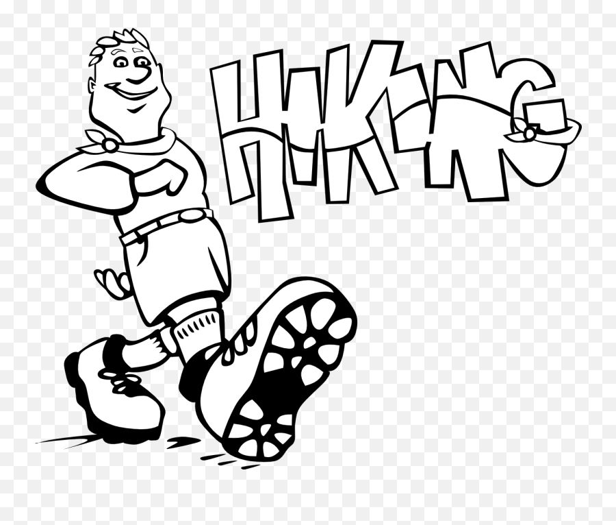 Hiking Clipart Black And White Free - Shoe Walking Clipart Black And White Emoji,Hiking Clipart