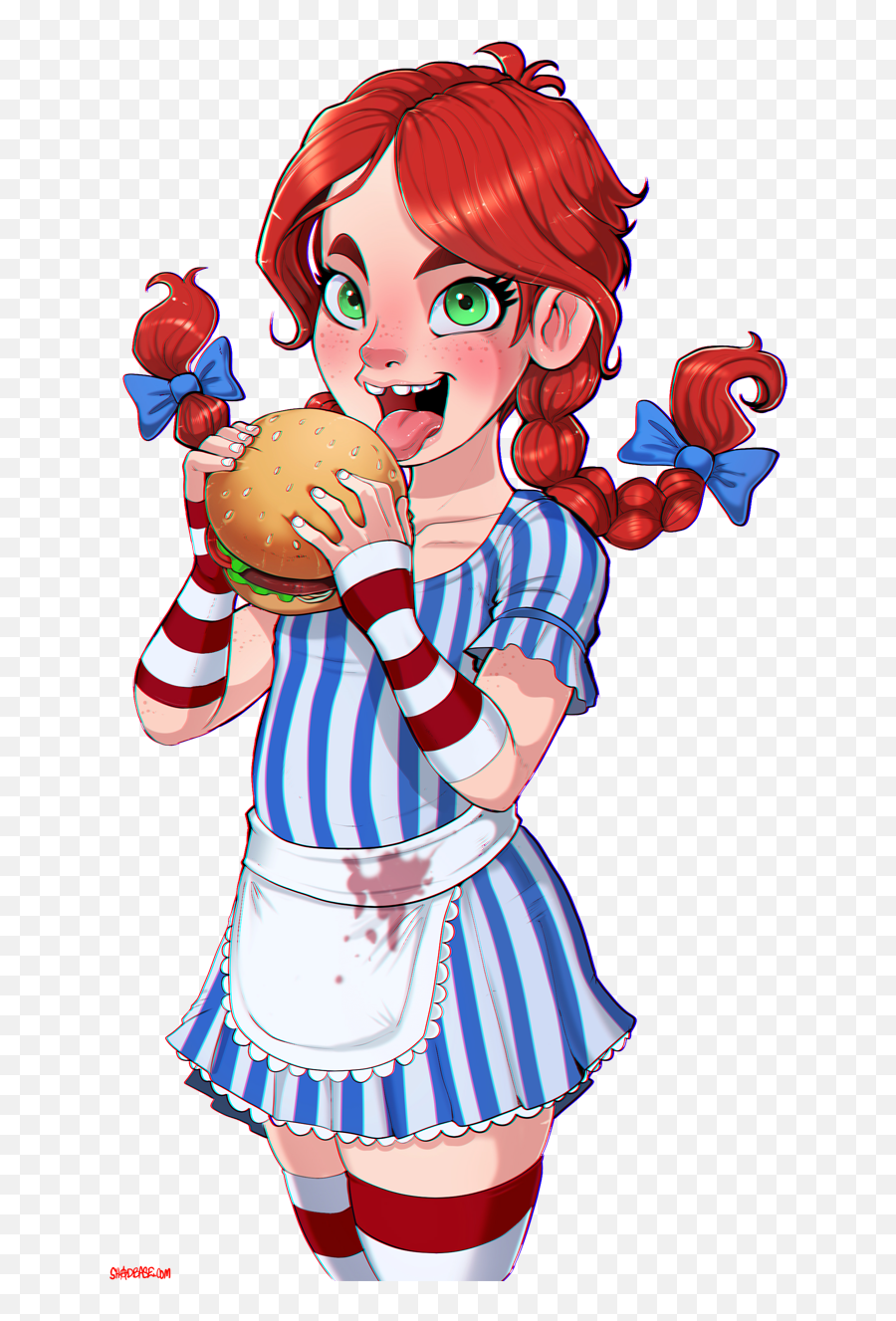 Hamburger Fast Food Cartoon Anime - Mascots Fast Food Anime Emoji,Wendys Logo