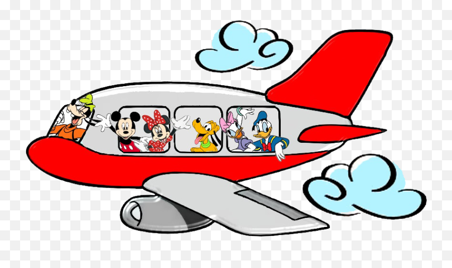 Mickey Clipart Airplane Mickey Airplane Transparent Free - Mickey And Friends Plane Emoji,Mickey Png