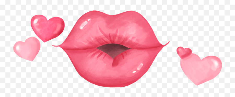 Download Kiss Valentine Watercolor Clip Art Png Free Emoji,Lipstick Clipart Png