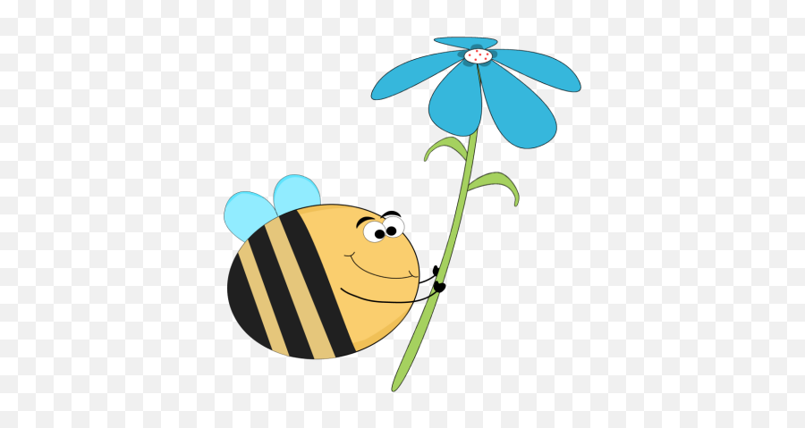 Bee Clip Art - Flower Cute Blue Clipart Emoji,Bees Clipart