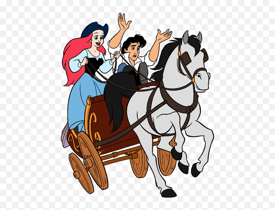 Driving Clipart Person - Little Mermaid Ariel Horse Png Little Mermaid Riding Horses Emoji,Horse And Carriage Clipart