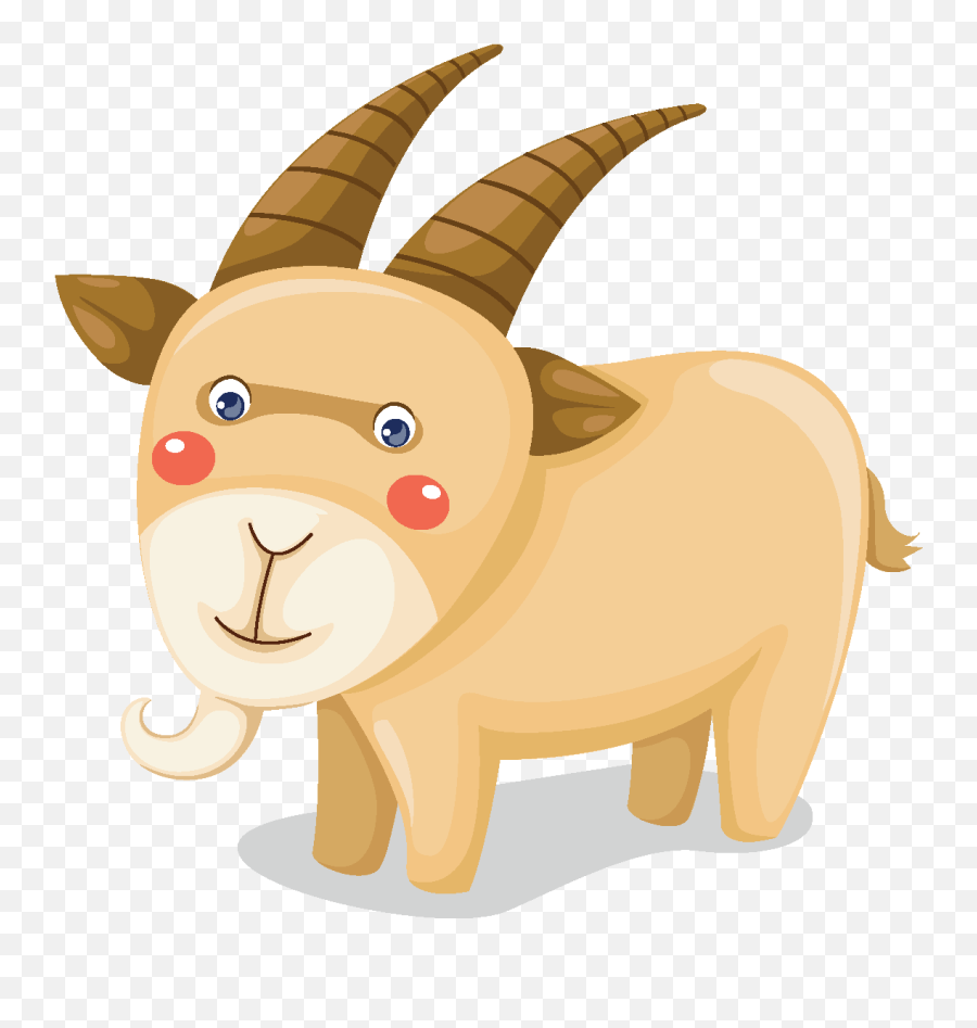 Cartoon Cute Goat Element - Farm Animal Free Clipart Full Emoji,Goats Clipart