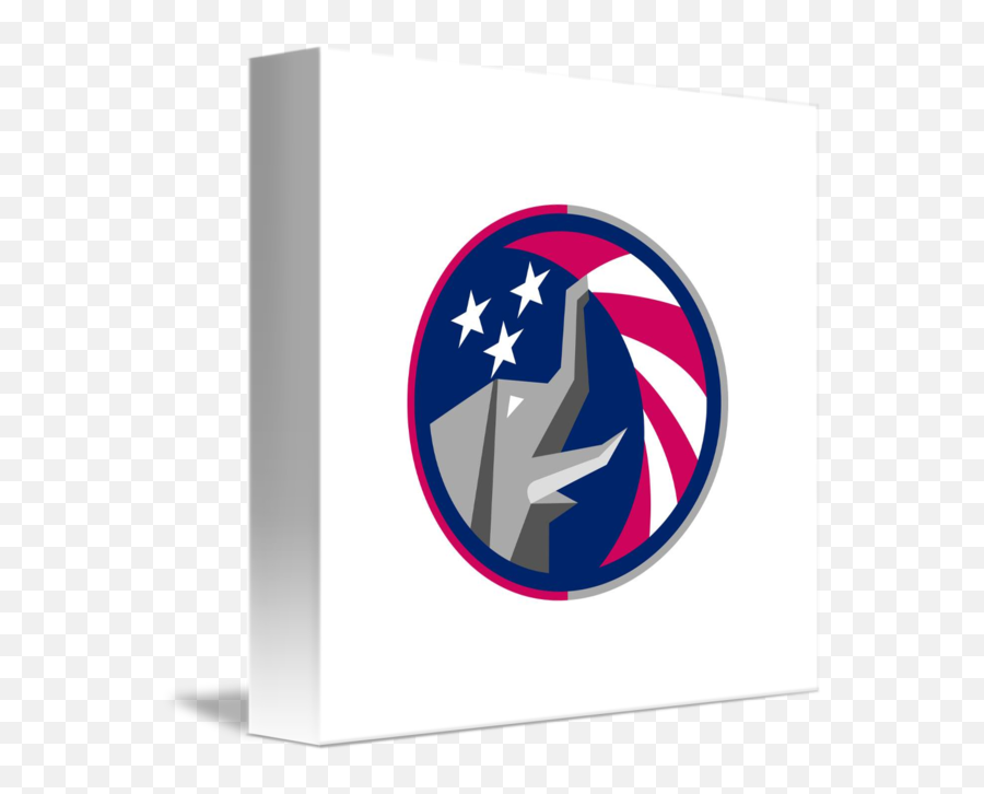 Republican Elephant Mascot Usa Flag Circle Retro By Aloysius Patrimonio - Horizontal Emoji,Republican Elephant Logo