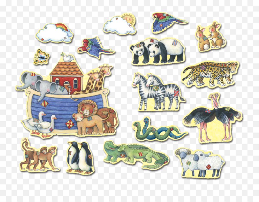 Tcr4451 Noahu0027s Ark Bulletin Board From Susan Winget - Cut Out Ark Animals Emoji,Noah's Ark Clipart