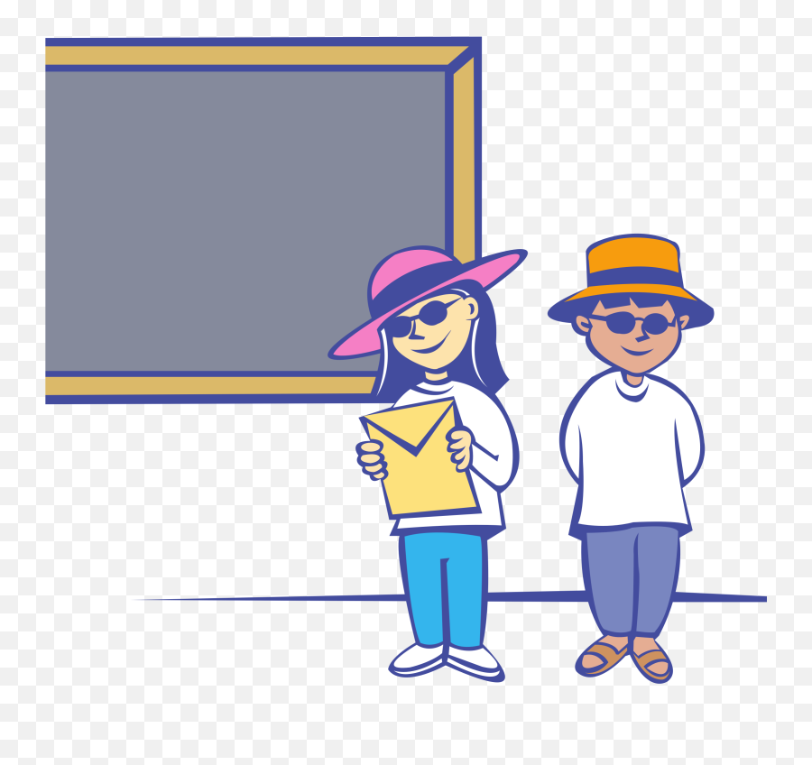 Kids In Front Of A Blackboard Free - Clipart Class Presentation Emoji,Blackboard Clipart