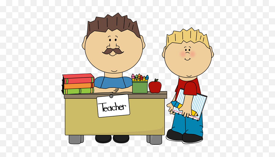 Male Teacher And Student - Student Teacher Clip Art Emoji,Teacher Clipart