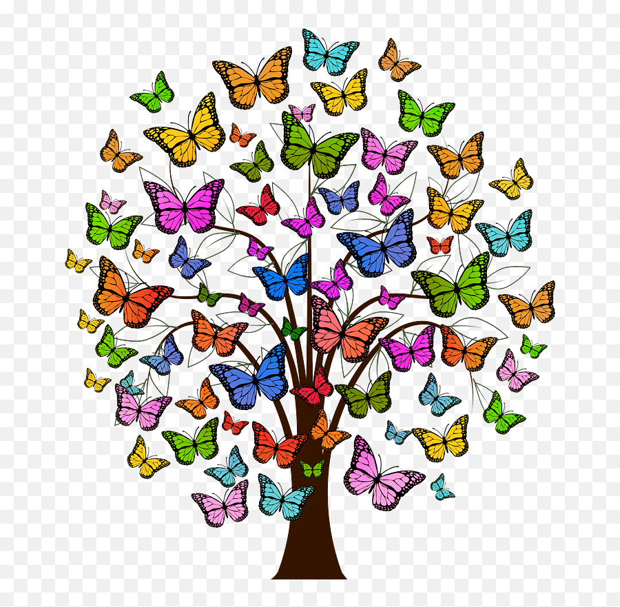 Butterflies Tree Clipart - Clipart Tree Full Of Butterflies Emoji,Butterflies Clipart