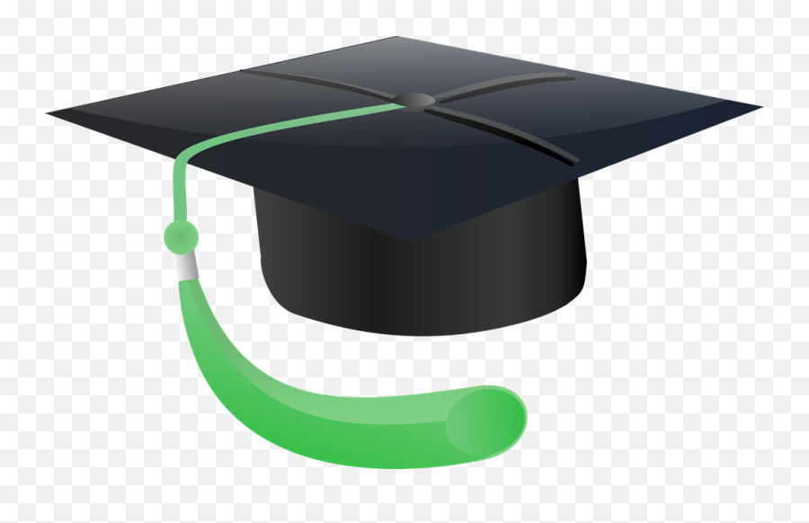 Free Graduation Clipart - Black Graduation Hat With Green Tassel Emoji,Graduation Cap Clipart
