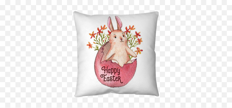 Hand - Drawn Watercolor Easter Bunny Colored Egg And Spring Emoji,Happy Easter Png