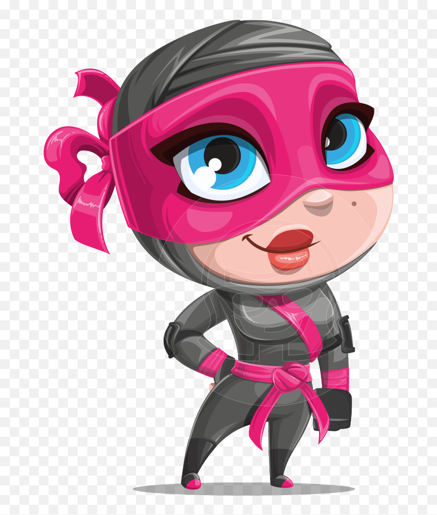 Vector Ninja Cartoon Character - Girl Cartoon Character Pink Girl Ninja Cartoon Emoji,Ninja Clipart
