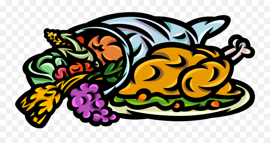 Download Hd Thanksgiving Turkey Dinner With Cornucopia - Bountiful Clipart Emoji,Cornucopia Png