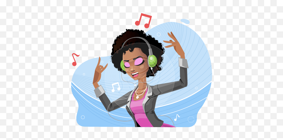 Vector Cartoon Characters Graphicmama - Studying And Listening To Music Cartoon Black Girl Emoji,African American Woman Clipart