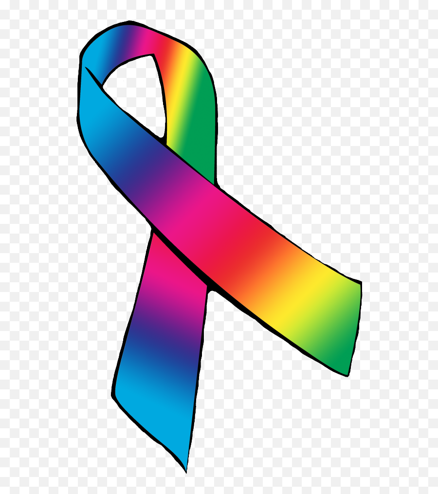 Rainbow Cancer Awareness Ribbon Full Size Png Download - Rainbow Cancer Symbol Emoji,Awareness Ribbon Png