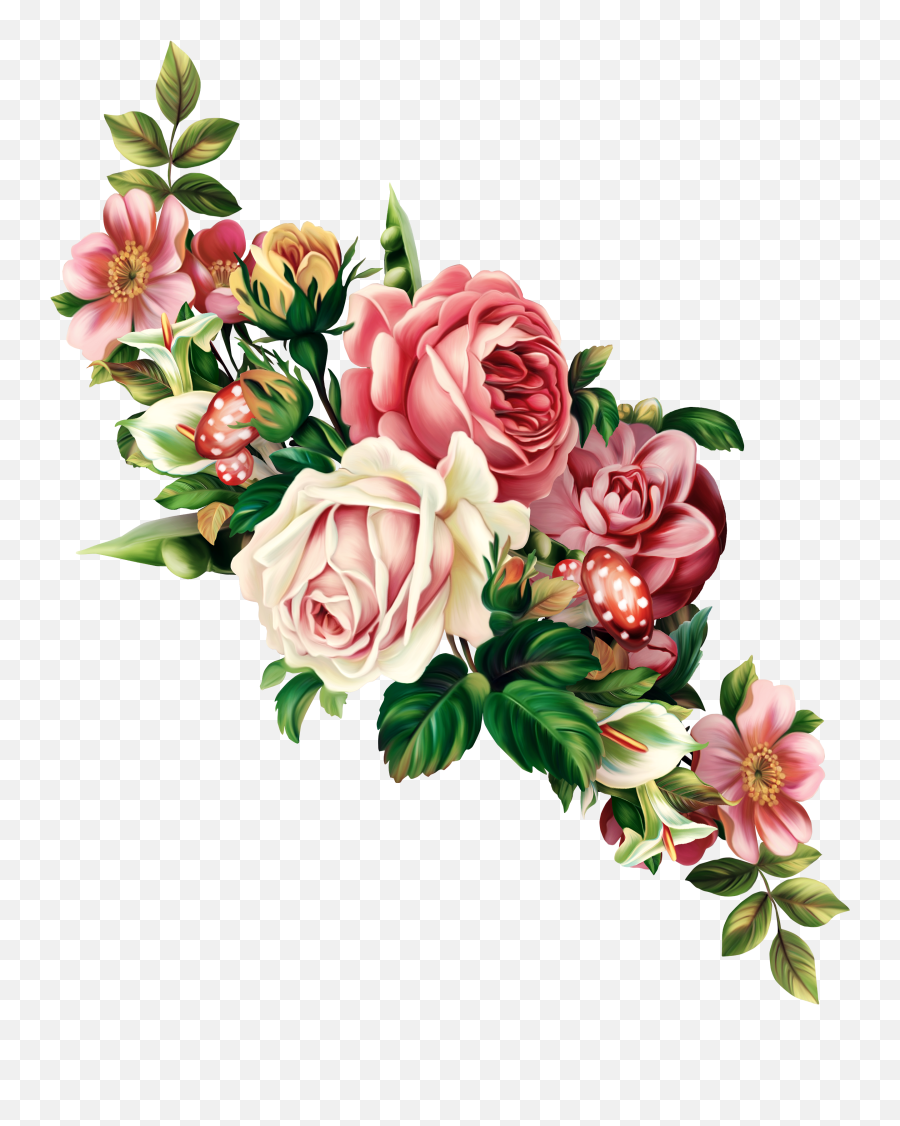 Download Peach Flower Clipart Floral - Vintage Flower Png Emoji,Floral Clipart