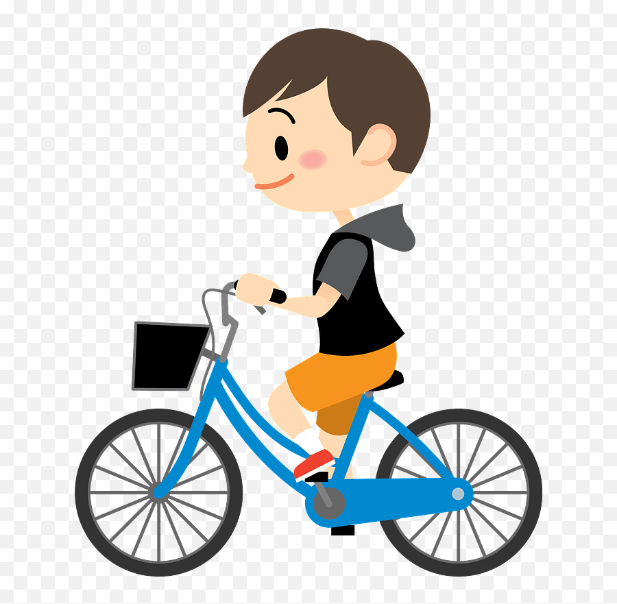 Boy Is Riding His Bicycle Clipart - Clipart Image Of A Cycle Emoji,Bike Clipart