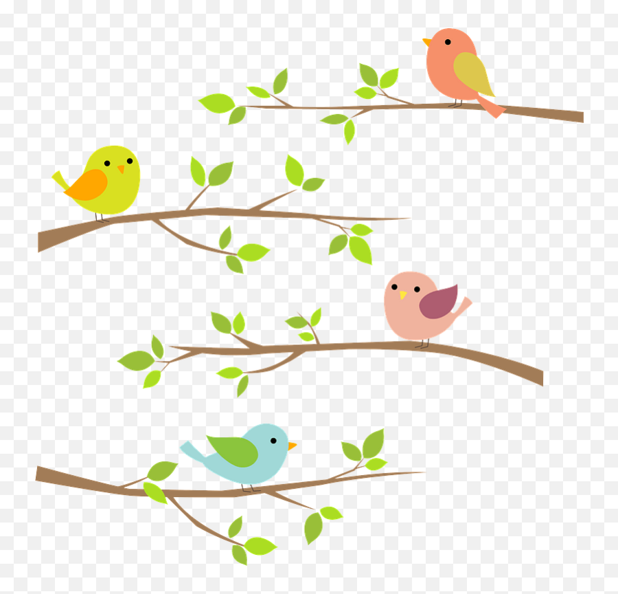 Birds Are Perched - Birds On Branch Clipart Free Emoji,Branches Clipart