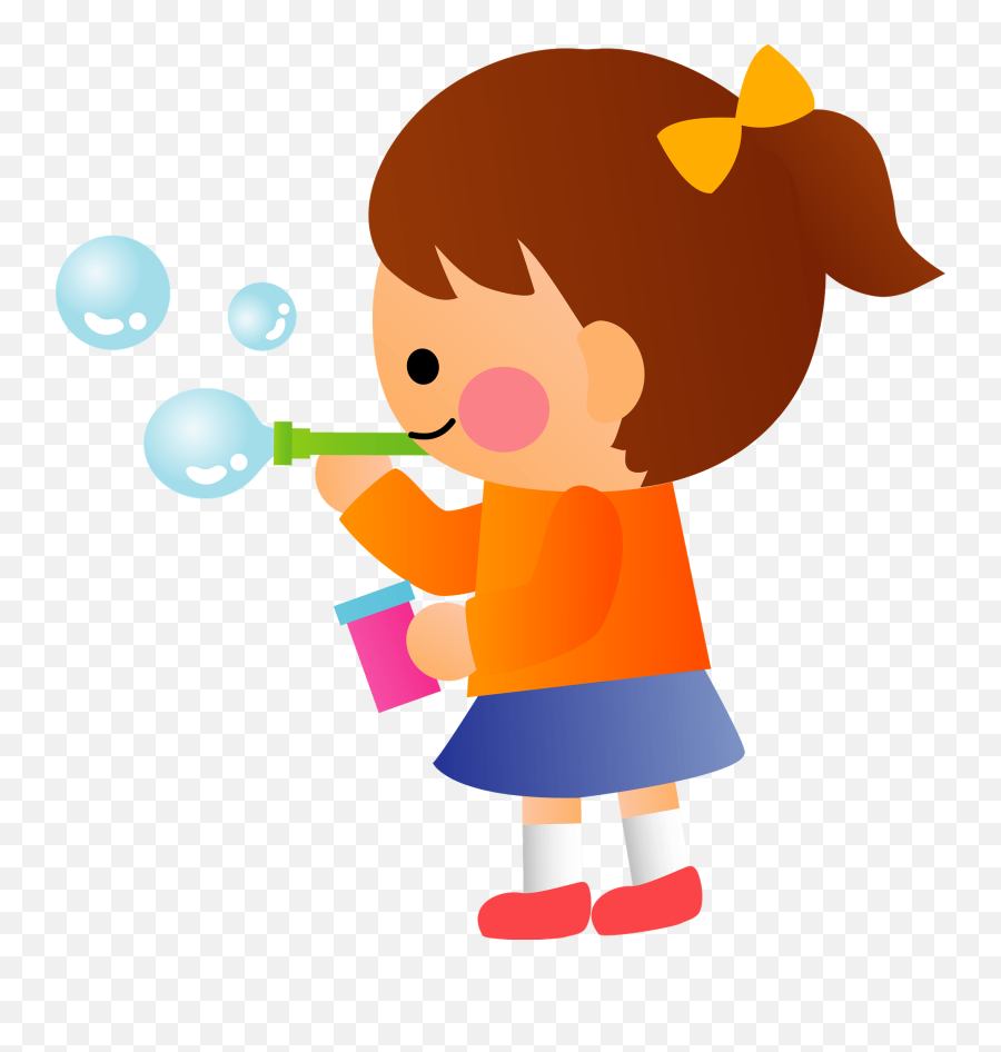 Girl Is Blowing Bubbles Clipart - Kid Blowing Bubbles Clipart Png Emoji,Bubbles Clipart