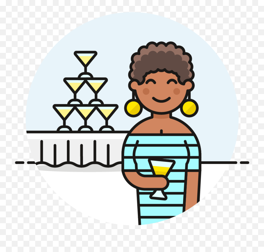 100 Champagne Tower Party Female African American - Cartoon Emoji,African American Girl Clipart