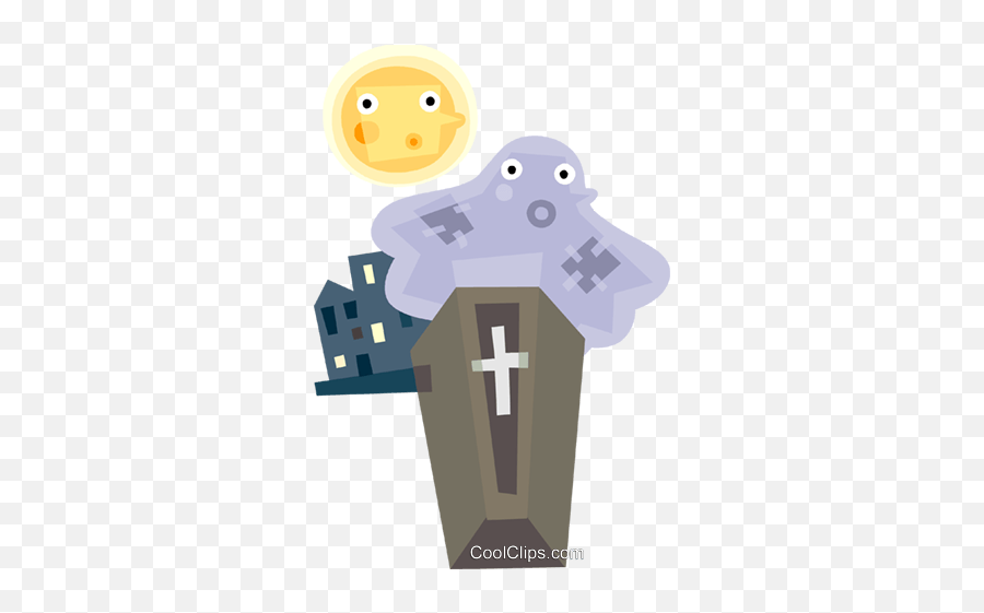 Ghost And A Coffin Royalty Free Vector Clip Art Illustration - Supernatural Creature Emoji,Coffin Clipart