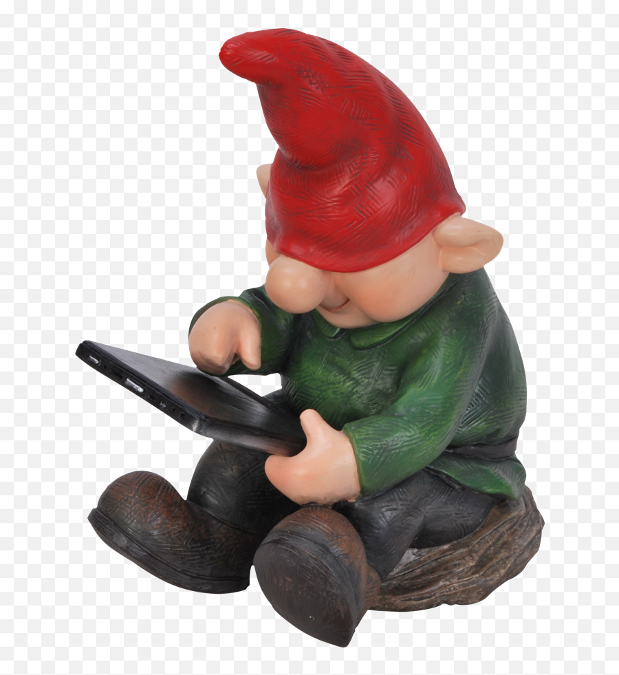 Playful Gnome Son With Leafpad - Gnome Sat On A Stool Emoji,Gnome Transparent