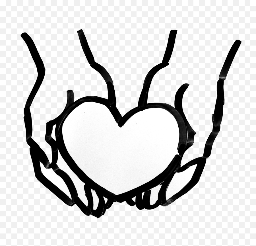 Hand Holding Heart Black - Holding Hand Clipart Black And White Emoji,Hand Clipart Black And White