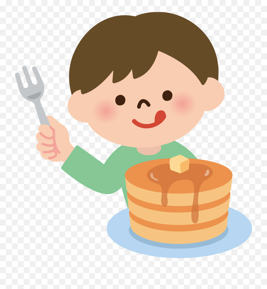Boy Is Eating Pancakes Clipart - Boy Eating Pancakes Clipart Emoji,Eating Clipart