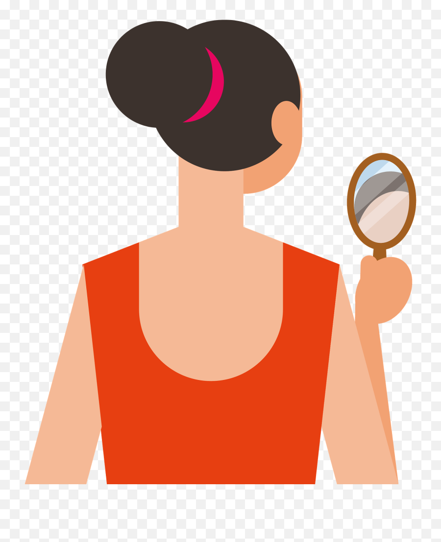 Woman In Mirror Clipart - Bun Emoji,Mirror Clipart