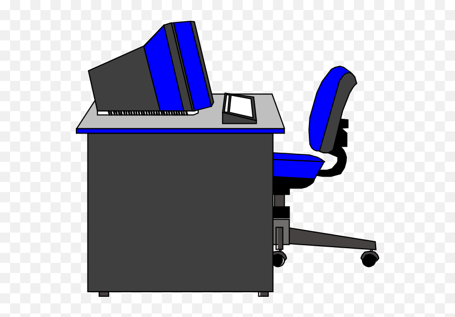 Office Desk Clip Art At Clker - Table And Chair With Computer Clipart Emoji,Office Clipart