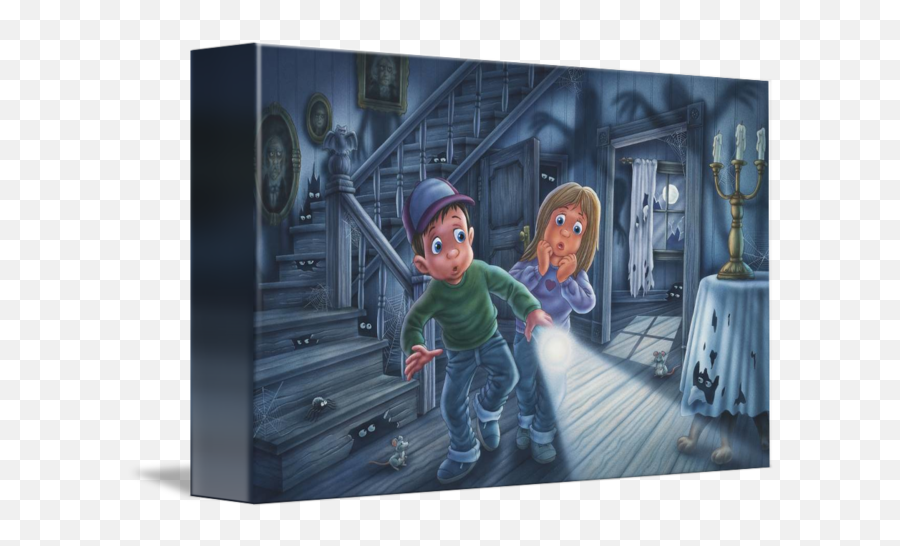 Hunted House Kids Boy Girl Ghosts Shadows Sc By Phil Wilson Emoji,Boy Girl Clipart