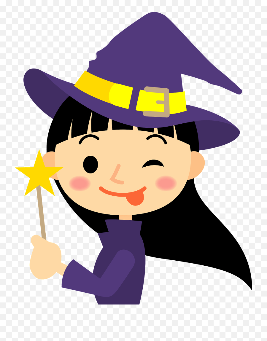 Winking Witch With A Wand Clipart Free Download Transparent - Witch With A Wand Clipart Emoji,Wand Clipart